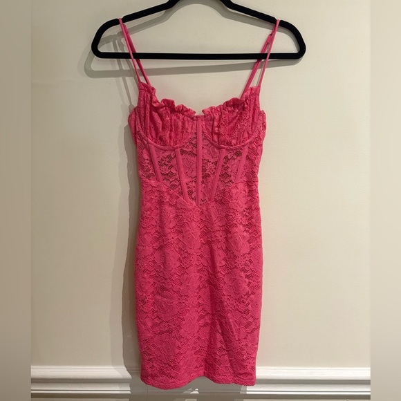 Hello Molly LACEY LOOKS MINI DRESS PINK Size Small US 4 - Picture 5 of 10